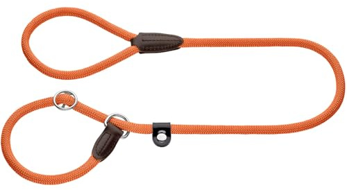 HUNTER Freestyle Retriever Dog Lead Orange Integrated Collar Fully Adjustable Weather-Resistant Easy to Grip Robust Rope with Leather Tips Size 8/170