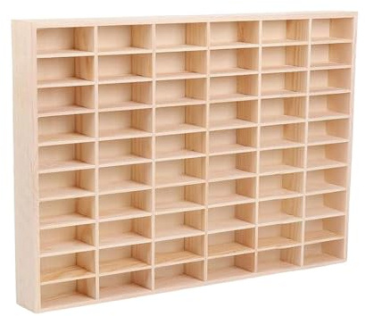 CHZIMADE 1:64 Display Case Wooden Wheel for Diecast Toy Car Display Rack Models Shelf Wall Mounted Cabinet Hanging Organiser 60 Grids