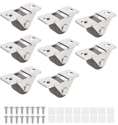 Anobeyi 0.5 Inch Mini Low Profile Caster Wheels, Self-Adhesive & Screw Mounted Rubber Casters for Small Appliance, Furniture, Organizer, DIY Project, Tray - Unidirectional Fixed Wheel (Brown-8PCS)