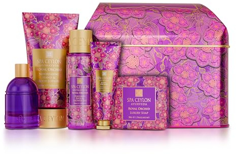 Spa Ceylon Orchid Paradise Pampering Set Royal Orchid | Bath & Shower Gel | Hand & Body Lotion | Eau de Perfume | Luxury Soap | Hand Cream | Gift Ideas for Christmas | Vegan | For All Skin Types