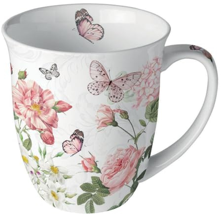 Ambiente Jumbotasse Kaffee/Tee große Porzellantasse 400 ml Rosen