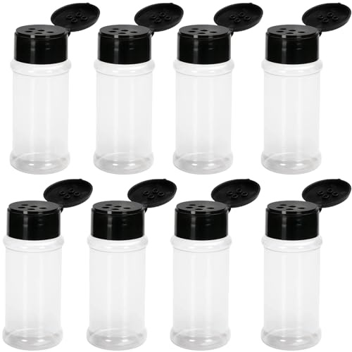 GYTFOG 8 PCS Spice Jars, Plastic Spice Containers with Lids, Small Seasoning Jars for Kitchen Organization, Spice Shakers, Transparent Spice Pots, for Spice, Powders, Peppers, Easy to Fill and Clean