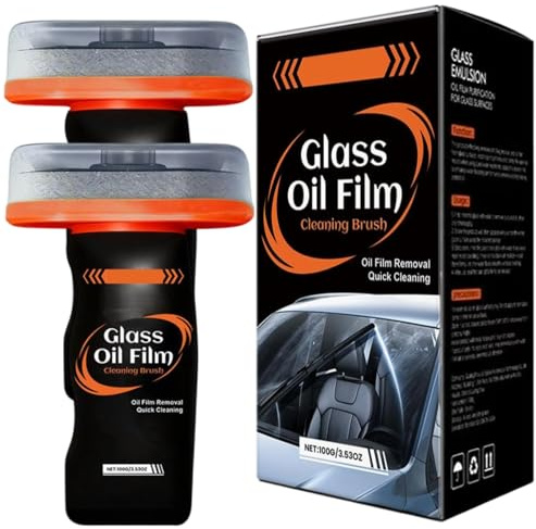 2 pezzi di detergente per vetri a mano per auto – 100 ml di olio per parabrezza e rimuovitore di impronte digitali per finestrini, specchi e superfici in vetro – Strumento di pulizia facile da usare