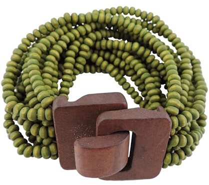 Coiris bracelet à petites perles multicouches large ethnique bijou féminin pour fête et quotidien (Vert Feuillage)