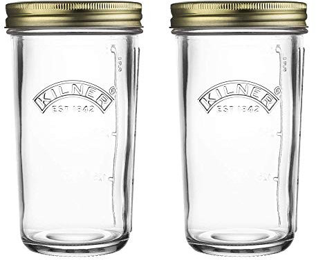 Kilner Wide Mouth Screw Top Lid Preserving Glass Jar 0.5 Litre Transparent (Pack of 2)