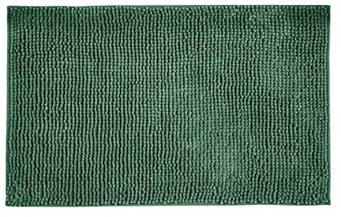 Allstar Badematte Chenille, waschbar, Anti-Rutsch Matte für einen sicheren Stand im Badezimmer, weicher Hochflor Badteppich aus 100% Polyester, schnelltrocknend und hygienisch, 50 x 80 cm, Grün