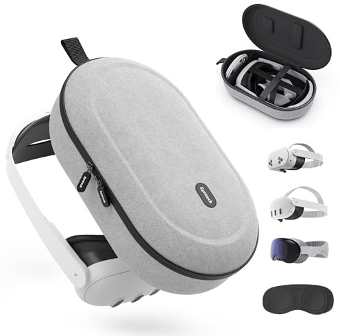 Syntech Hard Carrying Case Compatible with Meta Quest 3S/Quest 3/Oculus Quest2/VP/Pico4, Accessories VR Gaming Headset with Elite Strap, Touch Controllers, Ultra-Sleek Design for Travel Storage, Gray