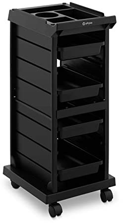 Physa PHYSA-RR-09 Friseurwagen 10 kg 4 Schubladen Schwarz Friseur-Arbeitswagen Friseur-Trolley Arbeitswagen Friseur