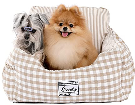 PETEPELA Siège Auto Confortable et Sécurisé pour Chiens de Petite et Moyenne Taille, Imperméable et Antidérapant, Beige