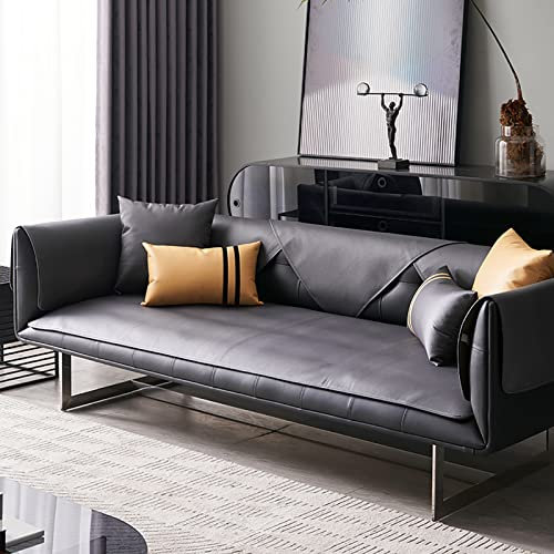 LIANGLAOI Leder Sofabezug 1 2 3 4 Sitzer,rutschfest Sofa Überwurf,L Form Sofa Abdeckung,Einfarbig Sofaüberwurf für Hunde,Katzen,Haustiere,Liebessitz,Liege,Armlehne,Rückenlehne-Schwarz,70x70cm