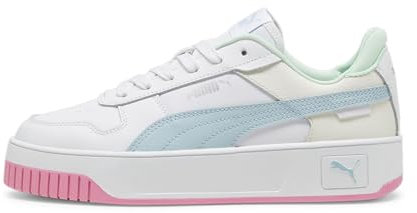 PUMA Damen Carina Street Turnschuhe, Puma White Turquoise Surf Puma Silver, 39 EU