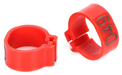 Fdit Taubenring, Nummernring, Öffnungs-Identifikationsring, Bajonettfußring, Taubenset, Vogelzubehör, Buchstabe, Taubenfußring, Markierungsring, Geflügelbeinring (12 mm roter Ring mit