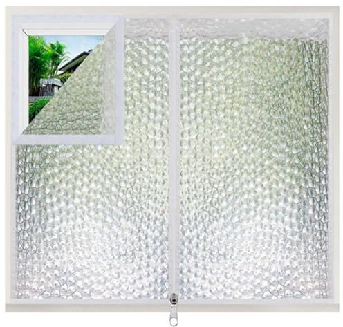 Fenster Isolierfolie,Thermofolie Fenster Gegen Kälte,Doppelt Verdickt Fenster Isolierung,Winter Warmer Kälteschutzfolie,Winddichter Vorhang,mit Reißverschluss,Breite x Höhe (50x100cm)