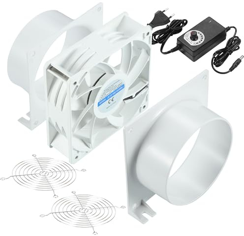 Ventilador de tubo DC12V, ventilador de extracción de 12V ⌀100mm ventilador axial con regulador 0~100%, adaptador de conducto, mallas para láser 3D, cabina de pintura, carpa de cultivo DIY