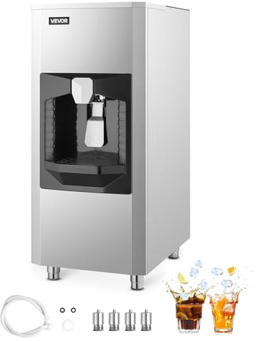 VEVOR Distributeur de Glaçons 9 kg/min, Bac de Stockage de Glace avec Capacité de Stockage de 80 kg, Distribution Automatique avec Broyeur, Pieds Réglables en Hauteur, pour Machine à Glaçons Bureau