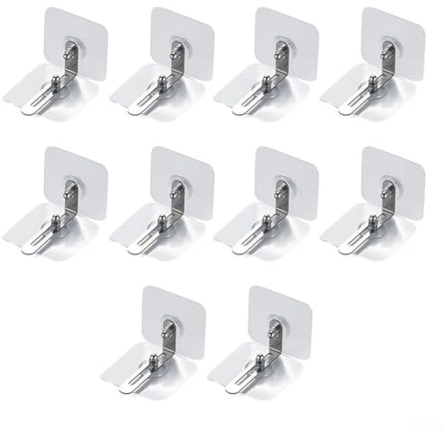 Zilimontt 10 dispositivos antivuelco para muebles con instalación sin perforaciones, construcción de acero inoxidable y plástico para armarios, soportes de TV, estanterías y armarios (L)