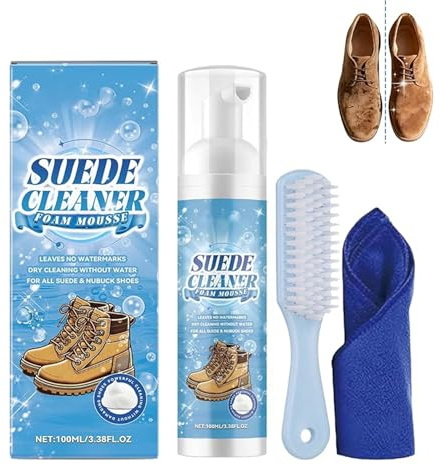CelestiMingle Premium Suede & Nubuck Cleaner Kit with Brush & Cloth – Gentle Deep Cleaning for Shoes Boots Jackets Bags, Removes Dirt & Stains, Refreshes Delicate Materials (A)