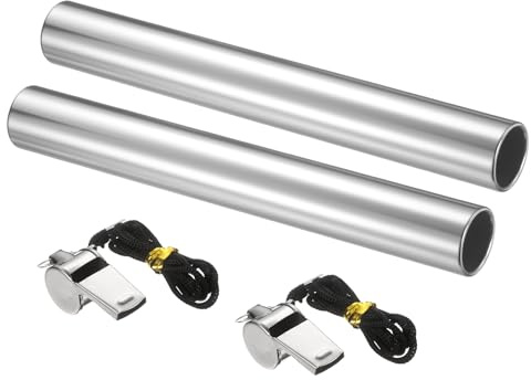 YELARXI Track Field Relay Baton, Aluminum Track Field Relay Baton for Running Race Team with Whistle