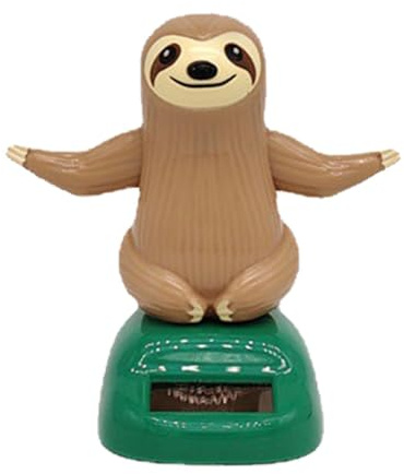 Solar Motion Sloth Decor - Auto Wobble Dashboard Statyett, rolig svängande | djurbil prydnad med ljusdriven rörelse | Söt stressavlastningsfunktion, Continuous Gentle Shake, Universal