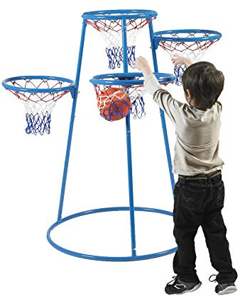 Children’s Factory 4-Hoop Toddler Basketball Set with Storage Bag, Indoor/Outdoor Kids Basketball Hoop for Preschool & Daycare