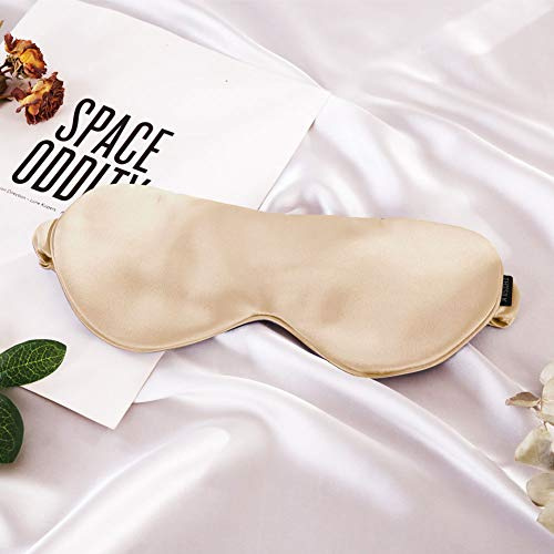 THXSILK Luxus Seide Augenmaske 22 Momme Seiden Schlafbrille Schlafmaske für Reise 100% reine Maulbeerseide Atmungsaktiv, Champagner