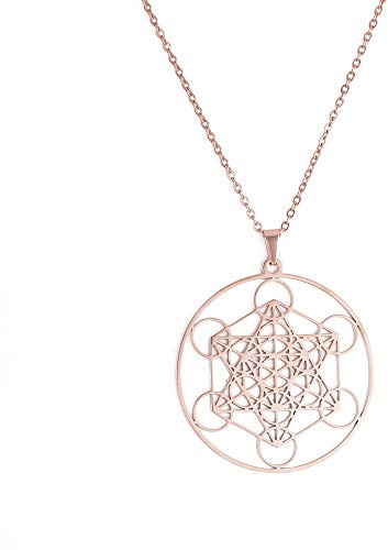 TEAMER metatron tärning halsband helig geometri hänge sigill av malteängel halsband rostfritt stål smycken, Pendant Size:40.8*37.8mm, Rostfritt stål, Okänd