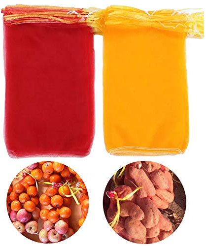 20 Piezas Bolsas De Patatas Versátiles Set De Sacos De Patatas Muy Resistente Al Desgarro Con Cordón Fácil De Llevar, Para Granjas, Huertos, Frutas, Verduras, Patatas, Cebollas Etc—Amarillo + Rojo