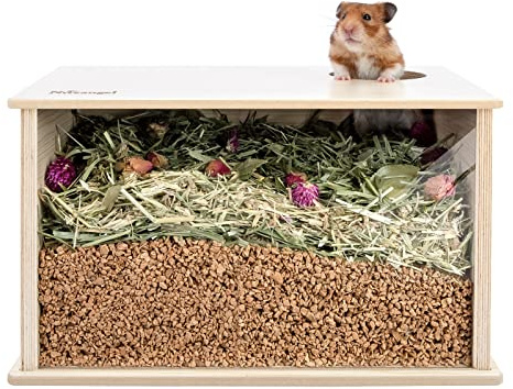 Niteangel Caja de excavación visible para hámsteres sirios Roborovski Campbell, hámsteres, jerbos, ratones, limmings, degus u otras mascotas de tamaño pequeño (Burlywood)