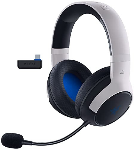 Razer Kaira HyperSpeed Wireless Gaming Headset for Playstation 5 / PS5, PS4, PC, Mobile: 50mm Drivers - HyperClear Cardioid Mic - Memory Foam Cushions - Bluetooth - 30 Hr Battery - White & Black