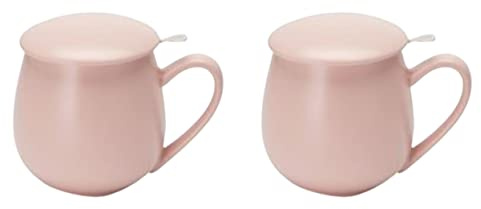 teemandSannysis 2 x örtkopp Saara, porslin, 3 delar, matt-rosa 0,35 l = 2 koppar