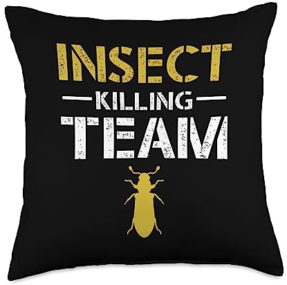 Exterminator Design Pest Fighter Insect Killing Team Exterminator Pest Control Throw Pillow, 18x18, Multicolor