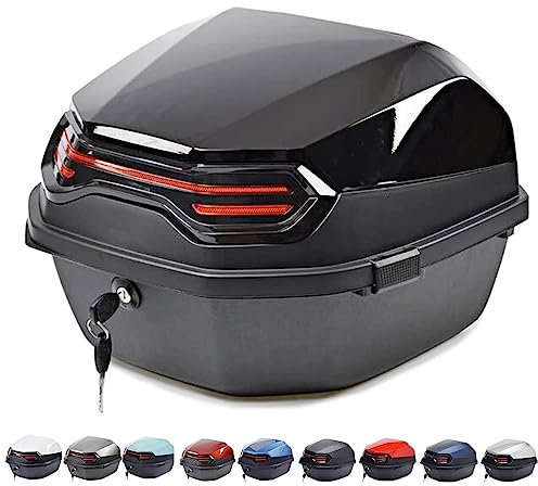 PERTID Universal Motorradkoffer Für 2 Helm, 35L ABS Kunststoff Top-Cases Wasserdicht Mit Schloss Heckkoffer Kofferraum Mit Doppelschnalle Rote Reflektor Für Roller, Motorrad, Mofa/Quad