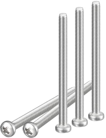 DTGN M4x50mm Viti a Testa Cilindrica, 100pz in Acciaio Inossidabile 304, Attacco Phillips, Filettatura Metrica Grossa, Finitura Lucida, Kit di Viti Bulloni