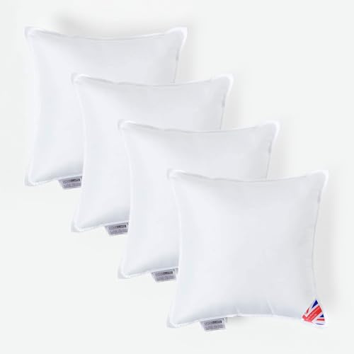 HOMESCAPES 4 Pack Luxury Super Microfibre Cushion Inserts 45cm x 45cm (18 x 18”) Perfect Bounce Back and Soft Cover Generously Filled Inner Pads Hypoallergenic Cushion Filler Handmade Machine Washable