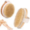 VireEyU Set de Cepillos de Cuerpo de Madera de Bambú - 2 Piezas, Cepillo Seco y de Masaje con Cerdas Naturales para Exfoliación Corporal, Mejora la Circulación Sanguínea,