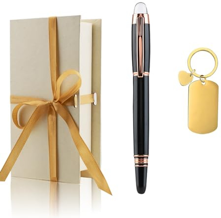 Yastar Stylo à bille personnalisé avec porte-clés personnalisé, stylo professionnel – Stylos de bureau personnalisés avec boîte cadeau, gravez avec votre nom ou message, cadeau pour banque, halls