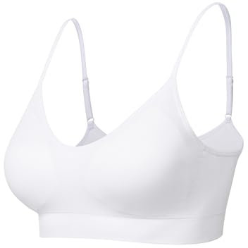 Comfyin Bustier Damen Keine Gepolsterte Sport BH Set ohne Bügel Yoga BH Top,1+Weiß,M
