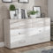 FORTE Dolce Sideboard 150 mit 6 Schubladen, Weiß Glanz/Sandeiche Dekor, 150,1 cm breit x 82,4 cm hoch x 41,3 cm tief