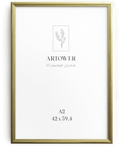Artower® bildram vintage guld träram för DIN A2 42 x 59,4 cm | affischram stort collage | Picture Frame vintage guld trä 42 x 59 cm | Retro smal bildram | affischram
