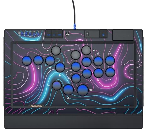 Qanba Sapphire S1 Leverless Arcade Controller Joystick for PlayStation 5 and PlayStation 4 and PC (Fighting Stick) Officially Licensed Sony Product，Detachable Joystick，Tournament Grade for Fighting Games