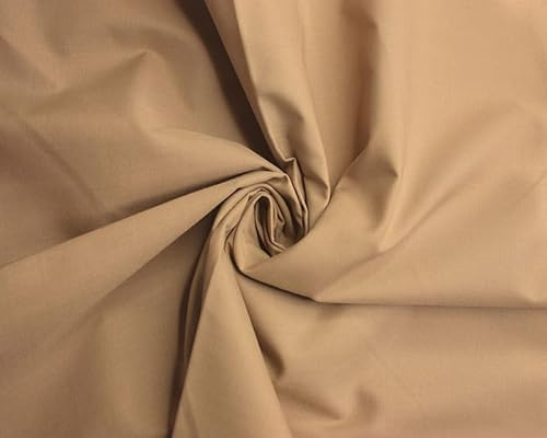 Needleberry Polycotton Fabric - Metre x 112cm - 80% Polyester 20% Cotton - Lightweight Durable Material for Sewing, Crafts & Dressmaking (Coffee, 5 Meters)