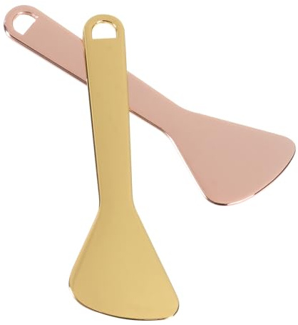 Mikikit 2 Pièces Cuillère à Crème pour Yeux Bâtonnet de Massage pour Yeux Applicateur de Maquillage Doré Or Rose Cuillère à Maquillage Masseur