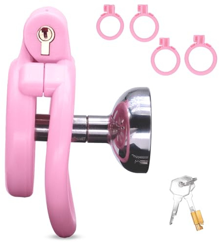 BDSMYEE Set Gabbia di Castità Piatta Maschile, Giocattolo Sessuale Gabbia di Castità Invertita con 4 Anelli per testicoli, Gabbia per Pene Schiavo Giocattolo Sessuale Bondage BDSM Estremo Set