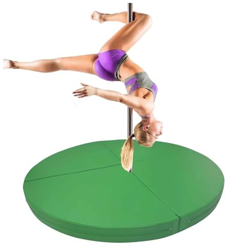 Pole Dance-matta, tjock skummottagningsmatta, rund och hopfällbar säkerhetskudde för gymnastik, fitness och luftyoga, antikollisionsmatta i läder (v