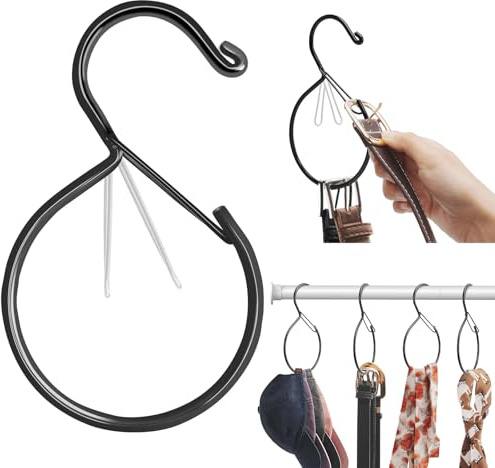 Lot de 4 Porte-Ceintures pour Placard, Cintre Foulard et Porte Cravate Multifonction, Crochet en métal, Rangement Ceinture et écharpe, Organisateur de Placard pour Ceintures, Foulards et Accessoires