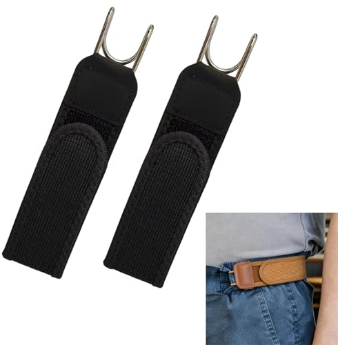 Generico Cintura elastica tattica con gancio in metallo da 2 pezzi, cintura tattica laterale regolabile, cinture senza fibbia per uomo donna, larga 1,5 pollici e facile da usare