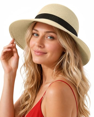 Zylioo XXL Panama Chapeau pour Homme Grand Chapeau de Soleil en Paille avec Large Bord surdimensionné Chapeau de Paille