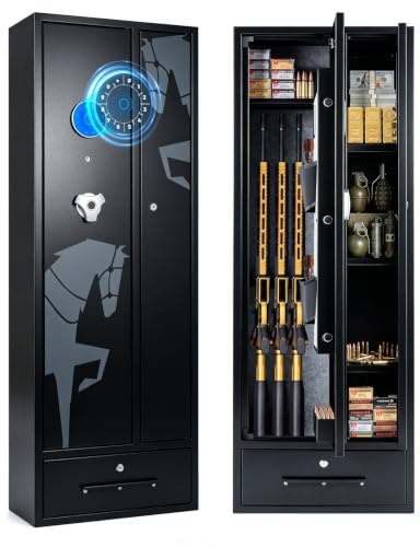 COSTWAY vapenskåp för 4 gevär, långvapenskåp av stål