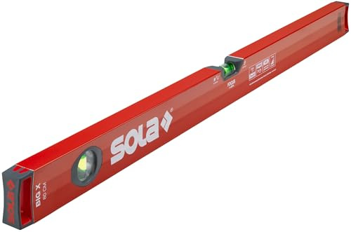 SOLA BIGX 80 - Wasserwage 80 cm - patentierte SOLA-FOCUS Libelle - mit schockabsorbierenden Endkappen