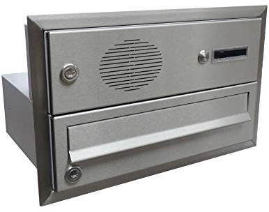 B-017 LETTERBOX24.de Boîte aux Lettres encastrable en Acier Inoxydable avec Sonnette et passoire à Sauter